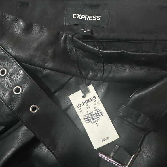 Express Black Faux Leather Pencil Skirt with Belt - Picture 3 of 5